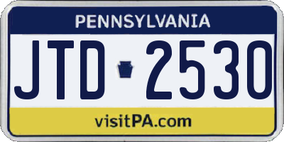PA license plate JTD2530