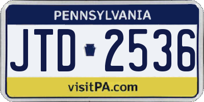 PA license plate JTD2536