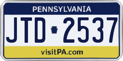 PA license plate JTD2537