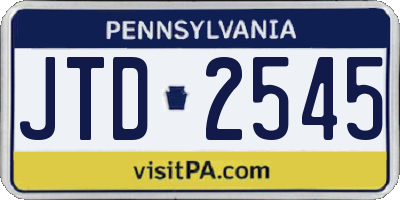 PA license plate JTD2545