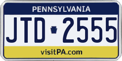 PA license plate JTD2555