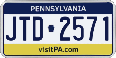PA license plate JTD2571