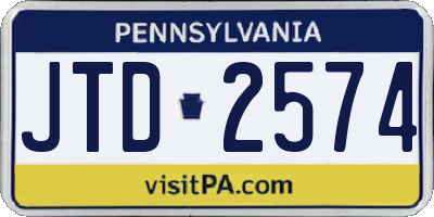 PA license plate JTD2574