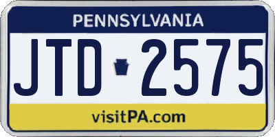 PA license plate JTD2575