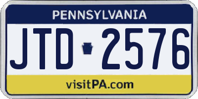 PA license plate JTD2576