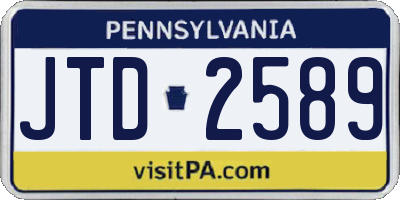 PA license plate JTD2589