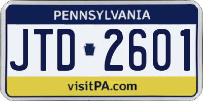 PA license plate JTD2601
