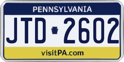 PA license plate JTD2602