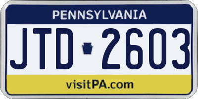 PA license plate JTD2603
