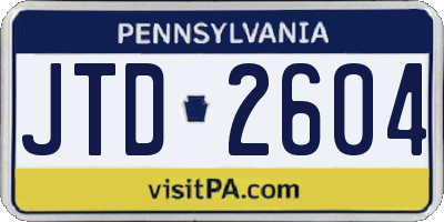 PA license plate JTD2604