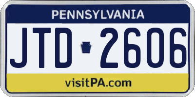 PA license plate JTD2606