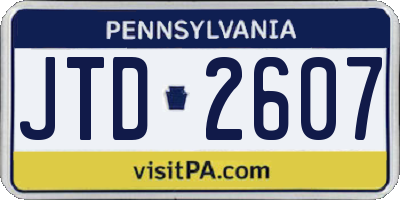 PA license plate JTD2607