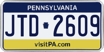 PA license plate JTD2609