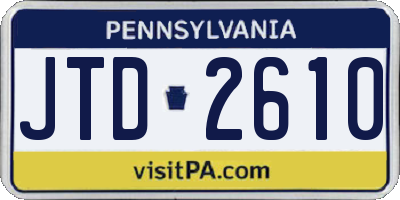 PA license plate JTD2610