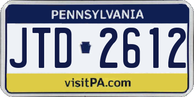 PA license plate JTD2612