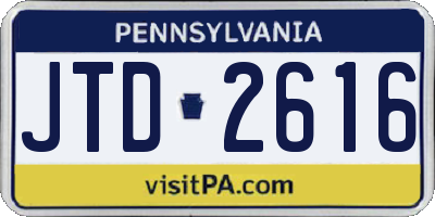PA license plate JTD2616