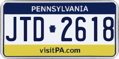PA license plate JTD2618