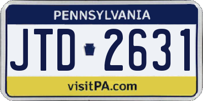 PA license plate JTD2631