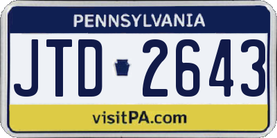 PA license plate JTD2643