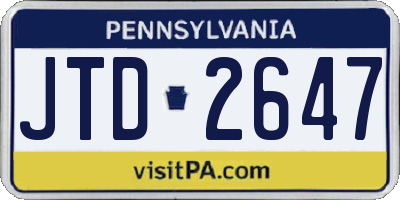 PA license plate JTD2647