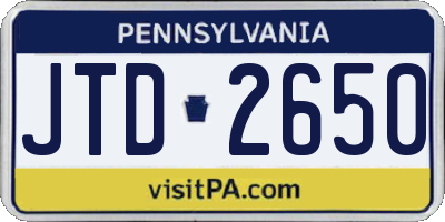 PA license plate JTD2650