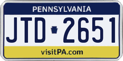 PA license plate JTD2651