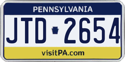 PA license plate JTD2654