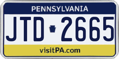 PA license plate JTD2665