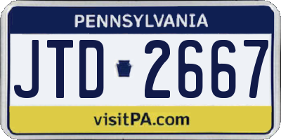 PA license plate JTD2667
