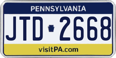 PA license plate JTD2668