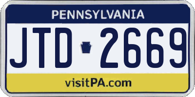 PA license plate JTD2669