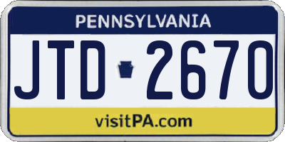 PA license plate JTD2670