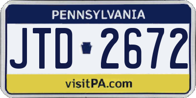 PA license plate JTD2672