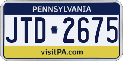 PA license plate JTD2675