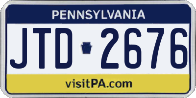PA license plate JTD2676