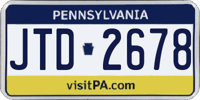 PA license plate JTD2678