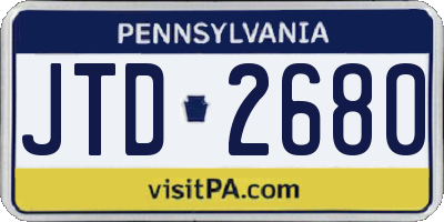 PA license plate JTD2680