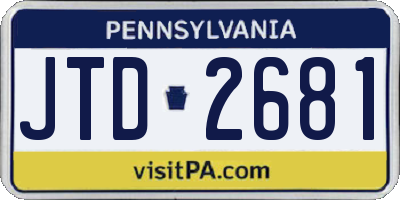 PA license plate JTD2681