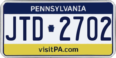 PA license plate JTD2702