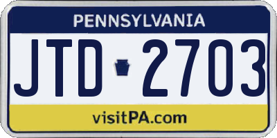 PA license plate JTD2703