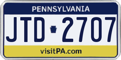 PA license plate JTD2707