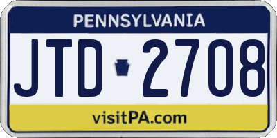 PA license plate JTD2708