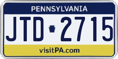 PA license plate JTD2715