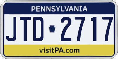 PA license plate JTD2717