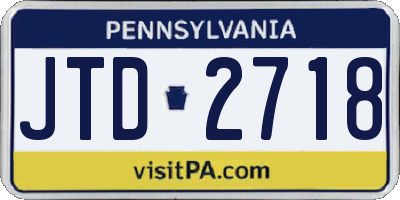 PA license plate JTD2718