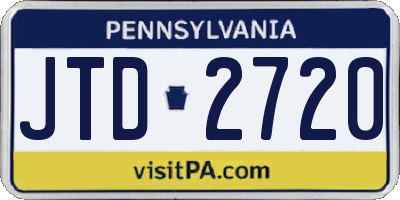 PA license plate JTD2720