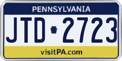 PA license plate JTD2723