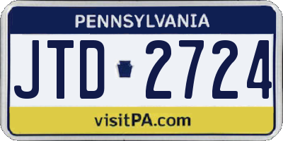 PA license plate JTD2724