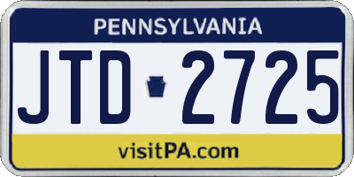 PA license plate JTD2725