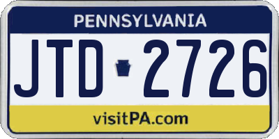 PA license plate JTD2726